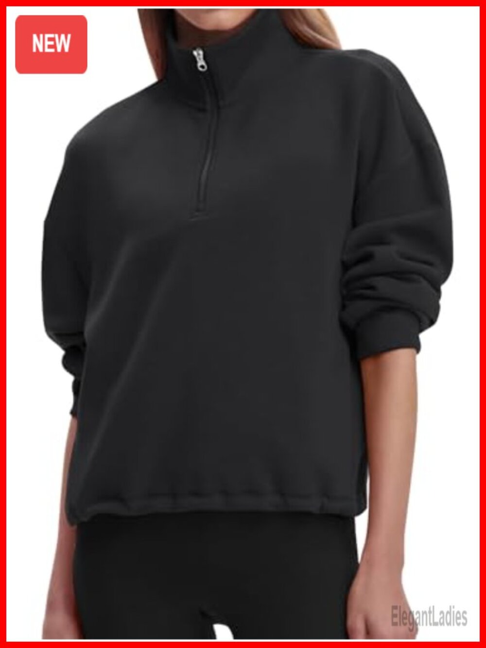 Womens Half Zip Sweatshirt Drawstring Waist Pullover Tunic Hoodie